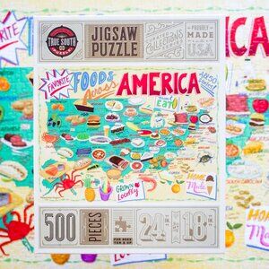 (500) piece jigsaw puzzle "Favorite Foods Across America" by True South Puzzles